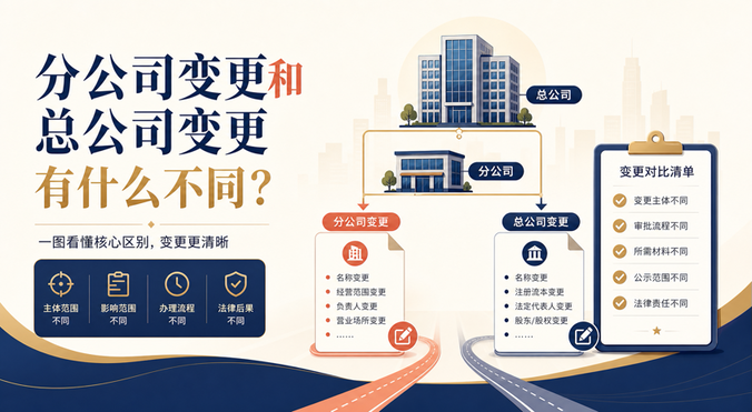 分公司变更和总公司变更有什么不同？办理材料和同步要求一次说清
